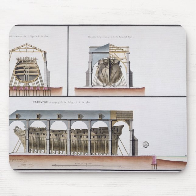 Alfombrilla De Ratón Sección representativa y elevación de una nave, (Frente)