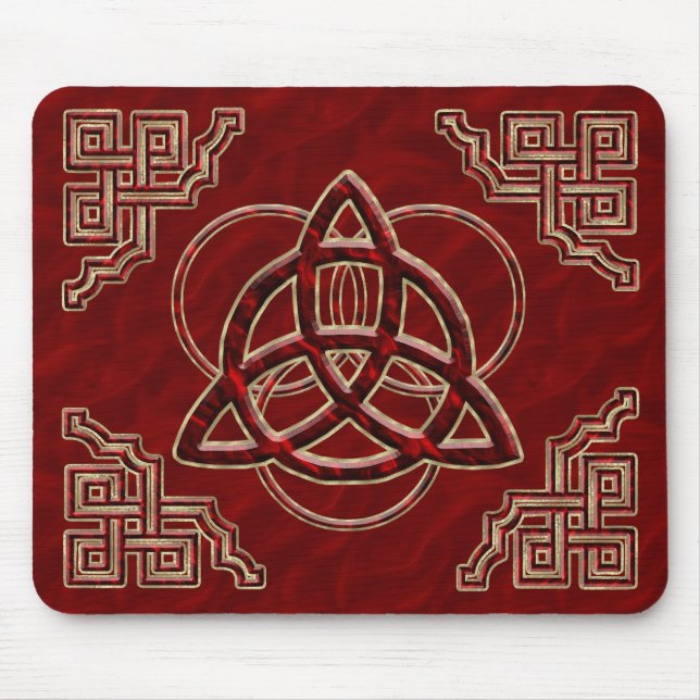 Alfombrilla De Ratón Seda del rojo de Triquetra (Frente)