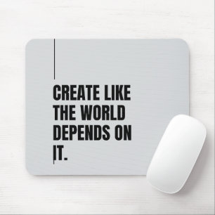 Alfombrilla De Ratón Seda plateada, tipografía negra Artistas poderosos