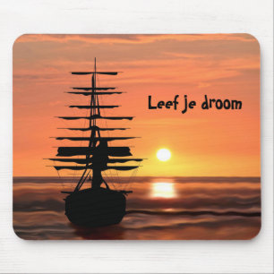 Alfombrilla De Ratón Segelschiff mit Sonnenaufgang Mauspad