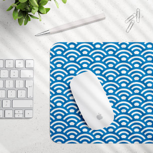 Alfombrilla De Ratón Seigaiha, olas, japonés, azul y blanco