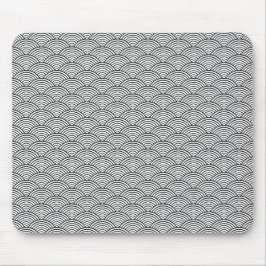 Alfombrilla De Ratón Seigaiha Patrón De Ondas En Blanco Y Negro Japonés