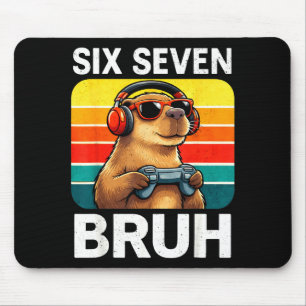 Alfombrilla De Ratón Seis Siete Bruh Capybara Retro Vintage Divertido 6