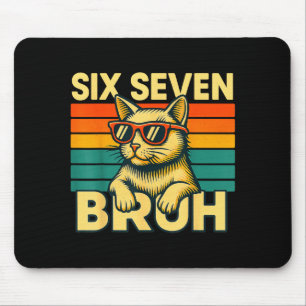 Alfombrilla De Ratón Seis Siete Bruh Gato Retro Vintage Divertido 67 Me
