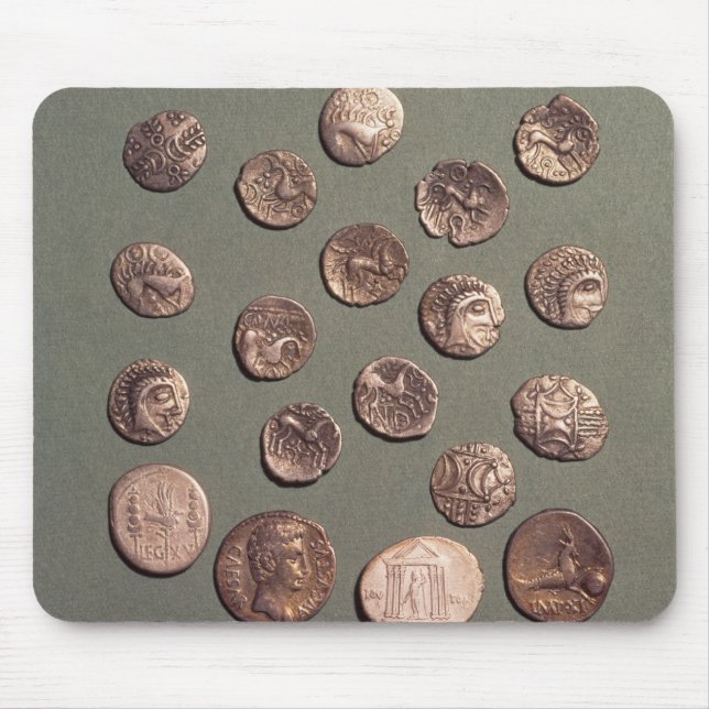 Alfombrilla De Ratón Selección céltica y monedas romanas encontradas (Frente)