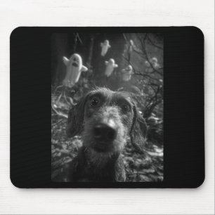 Alfombrilla De Ratón Selfie de Dachshund Femenino con Fantasmas en el B