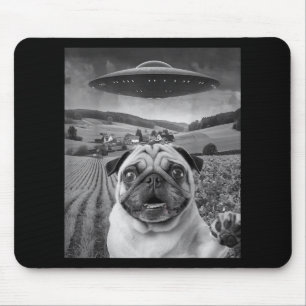 Alfombrilla De Ratón Selfie De Pug Con Alien Ufo Gracioso Regalos De Pu