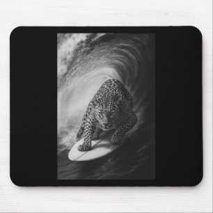 Alfombrilla De Ratón Selfie Divertida De Leopardo Surfando En Tabla De