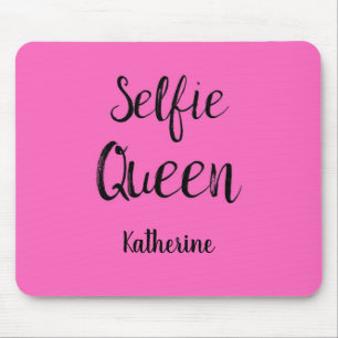 Alfombrilla De Ratón Selfie nombre de reina Fuchsia personalizada rosa 
