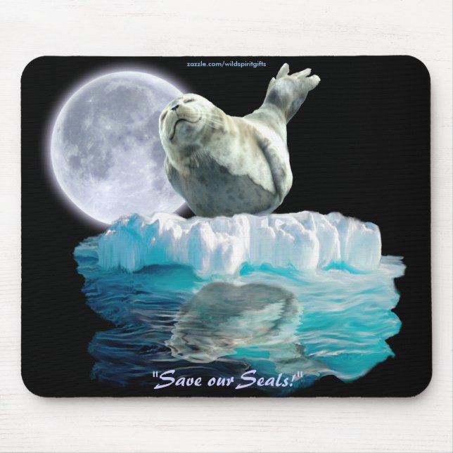 Alfombrilla De Ratón Sello durmiente y vida silvestre lunar Mousepad (Frente)