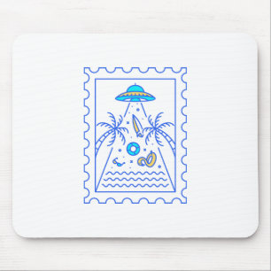 Alfombrilla De Ratón Sello postal de la invasión de la Ufo de verano