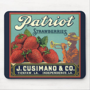 Alfombrilla De Ratón Sello Vintage Fruit Label Art Patriot Strawberries
