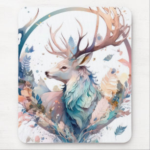 Alfombrilla De Ratón Selva silvestre de pintura animal de Stag Deer