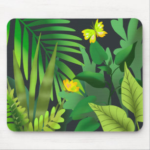 Alfombrilla De Ratón Selva verde con mariposas