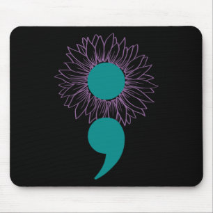 Alfombrilla De Ratón Semicolón de girasol Sensibilización sobre el suic