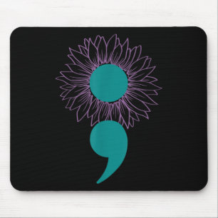 Alfombrilla De Ratón Semicolón de girasol Sensibilización sobre el suic