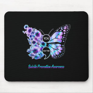 Alfombrilla De Ratón Semicolón de prevención del suicidio mariposa