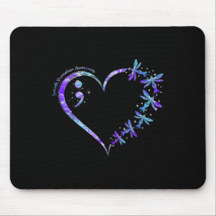 Alfombrilla De Ratón Semicolon del corazón de la Semana de Conciencia s