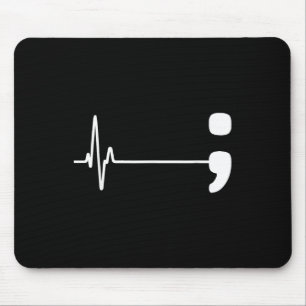 Alfombrilla De Ratón Semicolon Heartbeat Flatline Suicidio Preventivo A
