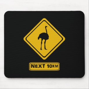 Alfombrilla De Ratón señal de carretera de avestruz