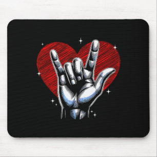 Alfombrilla De Ratón Señal de mano 'Te amo' Asl Corazón Mujeres Niños H