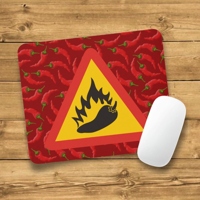 Alfombrilla De Ratón señal de peligro de pimienta caliente (Subido por el creador)