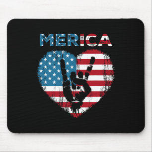 Alfombrilla De Ratón Señal de roca de Merica 4 de julio bandera america