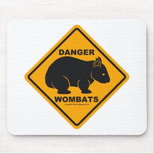 Alfombrilla De Ratón Señal de tráfico del peligro de Wombat