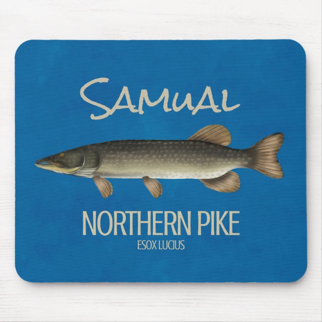 Alfombrilla De Ratón Sencillo pescador Angler Northern Pike FIsherman (Frente)