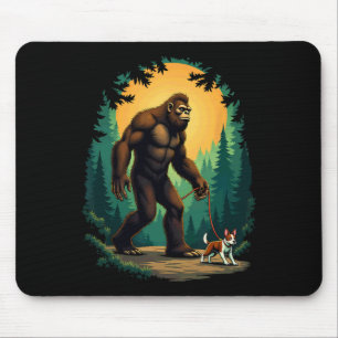 Alfombrilla De Ratón Senderismo Camping Bigfoot Caminando Con Boston Te