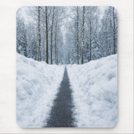 Alfombrilla De Ratón Sendero de bosque invernal brumoso Paisaje inverna