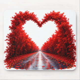 Alfombrilla De Ratón Sendero del Bosque del Corazón Rojo – Diseño de Na