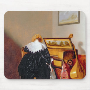 Alfombrilla De Ratón Señora asentada por un Virginal