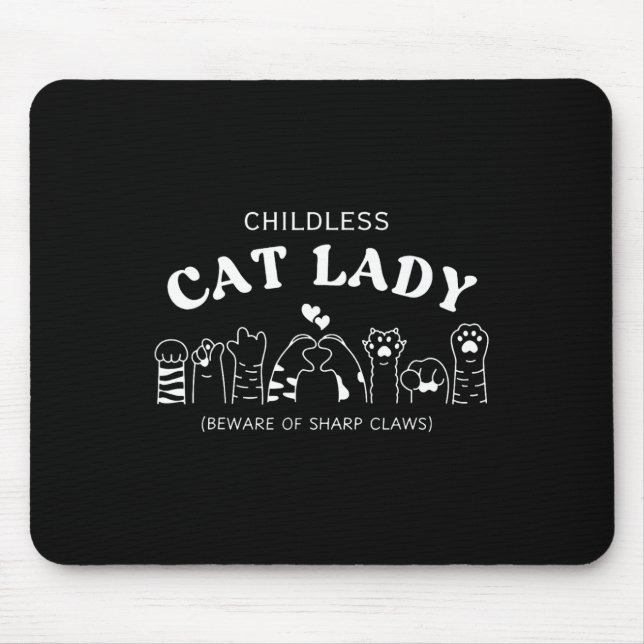 Alfombrilla De Ratón Señora De Gato Sin Niños, Cuidado Con Las Agudas G (Frente)