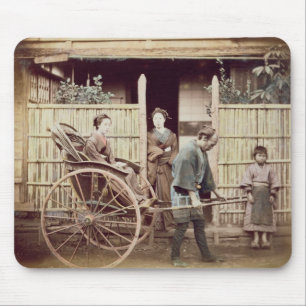 Alfombrilla De Ratón Señora en un carrito, c.1890s (foto coloreada)
