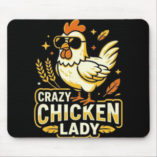 Alfombrilla De Ratón Señora Pollo Loco Gafas de sol Pollo Genial Retro