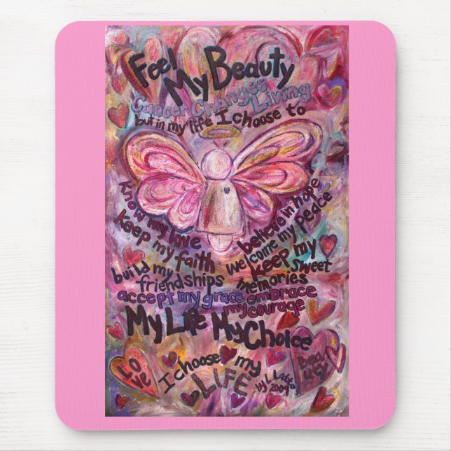 Alfombrilla De Ratón Sentir mi belleza Cáncer rosa Angel Mousepad (Frente)