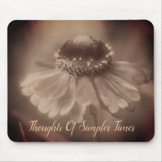 Alfombrilla De Ratón Sepia Zinnia Flower Simpler Times Inspirational