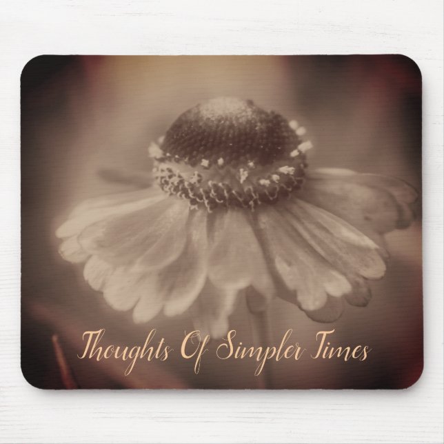 Alfombrilla De Ratón Sepia Zinnia Flower Simpler Times Inspirational (Frente)