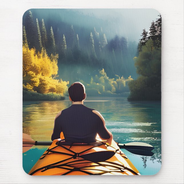 Alfombrilla De Ratón Serene Kayaking Scene | Hombre en Kayak en las mon (Frente)