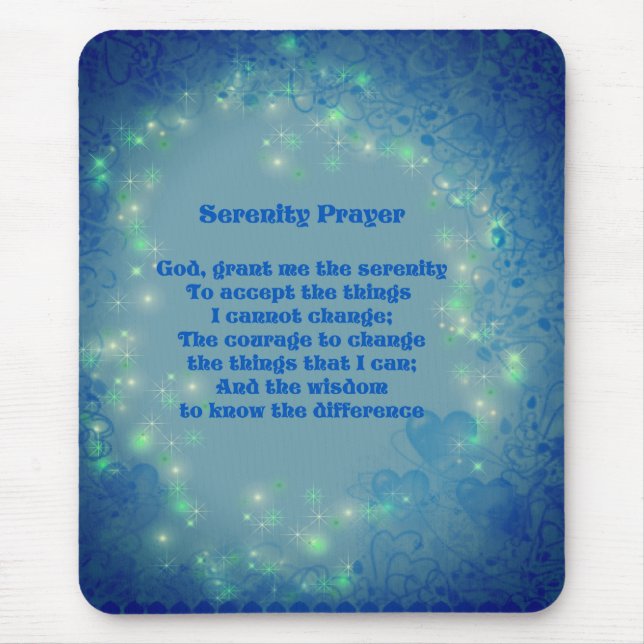 Alfombrilla De Ratón Serenity Prayer Blue Hearts Inspirador (Frente)