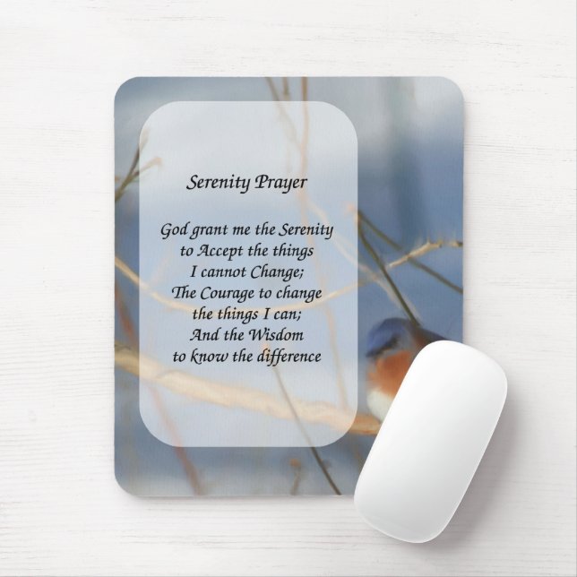 Alfombrilla De Ratón Serenity Prayer Bluebird Inspirador (Con ratón)