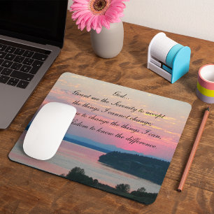 Alfombrilla De Ratón Serenity Prayer Pink Seascape Sunset