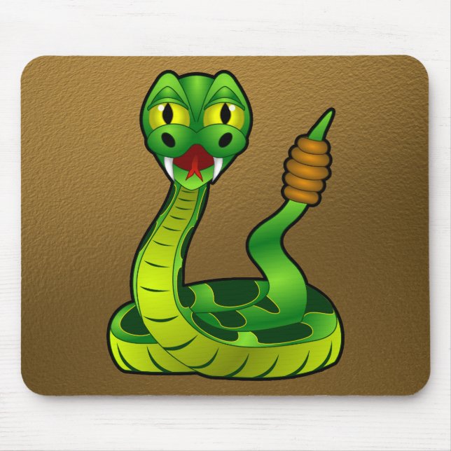 Alfombrilla De Ratón Serpiente de cascabel feliz (Frente)