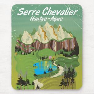 Alfombrilla De Ratón Serre Chevalier, afiche de viajes para esquiar en 