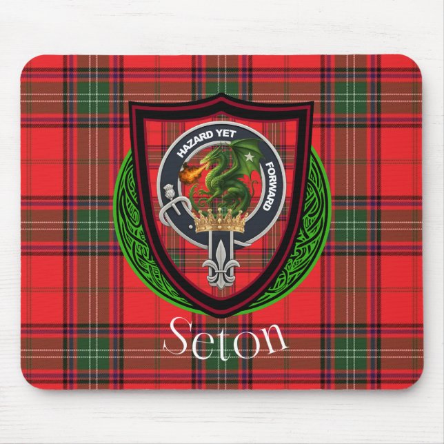 Alfombrilla De Ratón Seton Scottish Clan Tartan and Crest  (Frente)