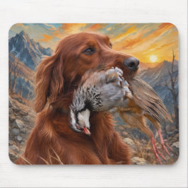 Alfombrilla De Ratón Setter Irlandés con Perdiz Chukar ,Arte