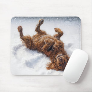 Alfombrilla De Ratón Setter Irlandés haciendo un ángel de nieve