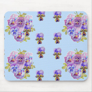 Alfombrilla De Ratón Shabby Blue Pansy Floral Computadora Ratón Mat Pad