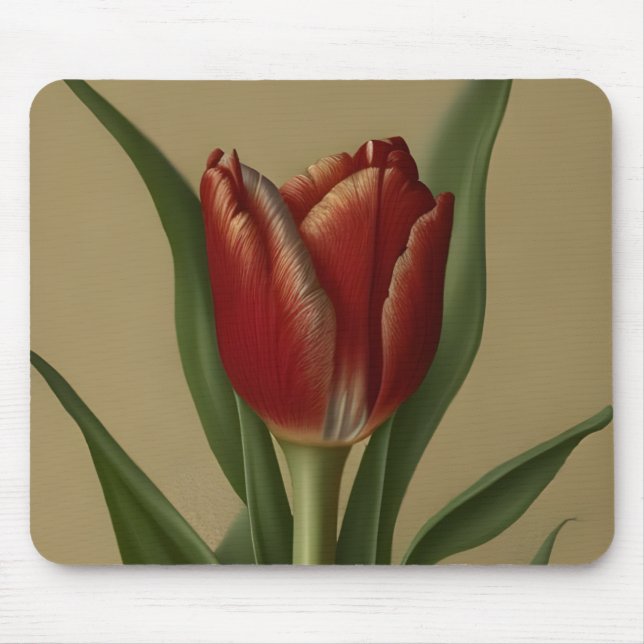 Alfombrilla De Ratón Shabby Chic Lovely Red Tulip (Frente)